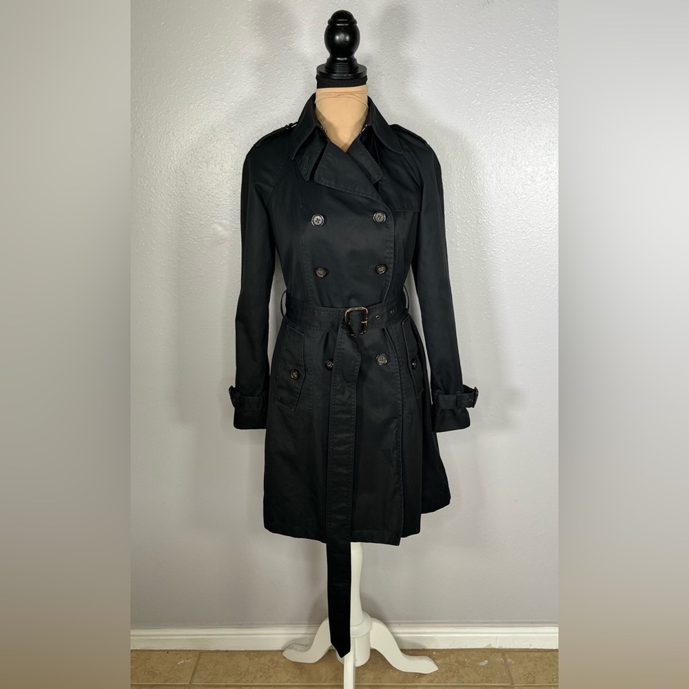 banana republic black belted trench coat XS quiet luxury old money fall capsule